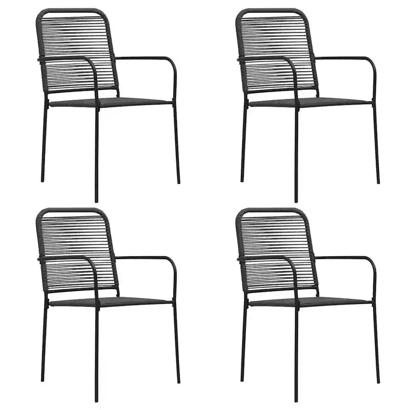 vidaXL Set da pranzo da giardino 5/7 pezzi, in corda di cotone e acciaio, nero per patio esterno