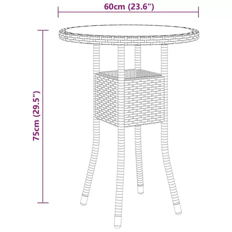 vidaXL Set da pranzo da esterno 3 pz - Polyrattan - Nero - Tavolo da giardino e 2 sedie con cuscini, piano in vetro temperato
