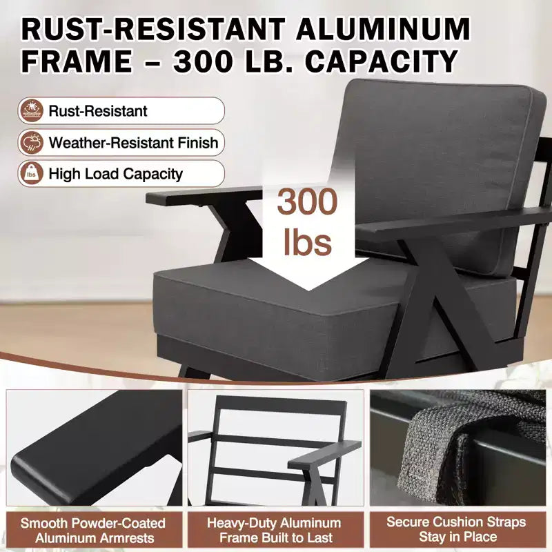 EAGLE PEAK Urban Slate Set di Mobili da Esterno Moderni in 7 Pezzi, Divano, Sedie da Patio, Tavolino da Caffè e Tavolino Laterale