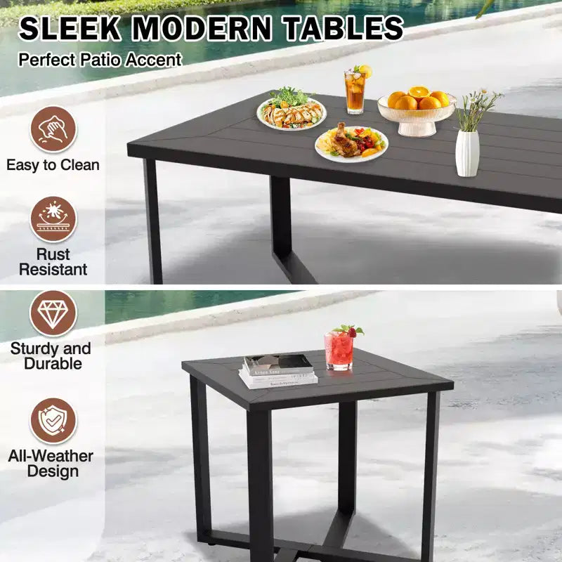EAGLE PEAK Urban Slate Set di Mobili da Esterno Moderni in 7 Pezzi, Divano, Sedie da Patio, Tavolino da Caffè e Tavolino Laterale