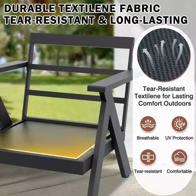 EAGLE PEAK Urban Slate Set di Mobili da Esterno Moderni in 7 Pezzi, Divano, Sedie da Patio, Tavolino da Caffè e Tavolino Laterale