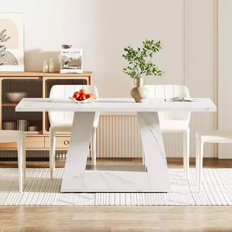 Tavolo da pranzo rettangolare con base a piedistallo, 4 posti – Nero/marrone, Marrone/bianco, Bianco