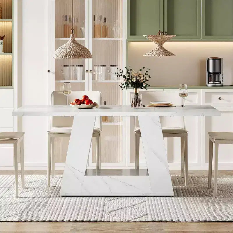 Tavolo da pranzo rettangolare con base a piedistallo, 4 posti – Nero/marrone, Marrone/bianco, Bianco