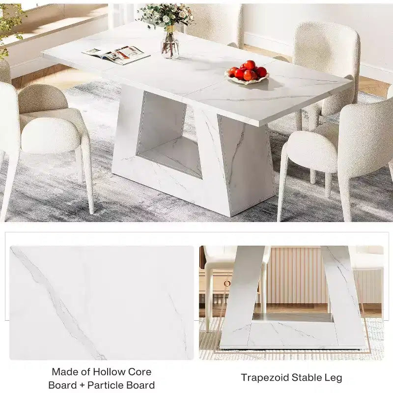 Tavolo da pranzo rettangolare con base a piedistallo, 4 posti – Nero/marrone, Marrone/bianco, Bianco