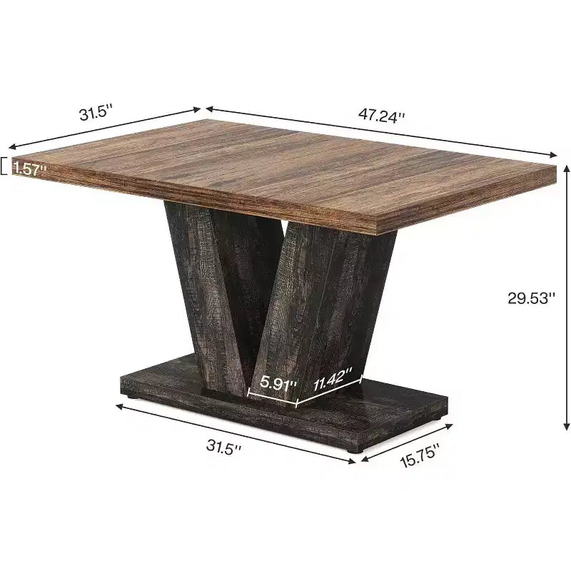Tavolo da pranzo rettangolare con base a piedistallo, 4 posti – Nero/marrone, Marrone/bianco, Bianco