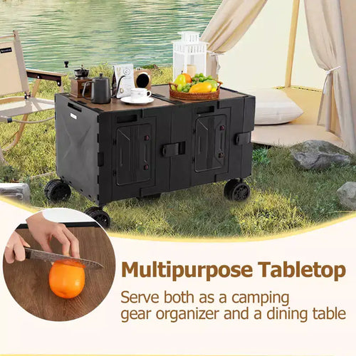 Carrello multiuso pieghevole a 2 ripiani (nero/rosa/bianco) con 5 ruote, uso singolo