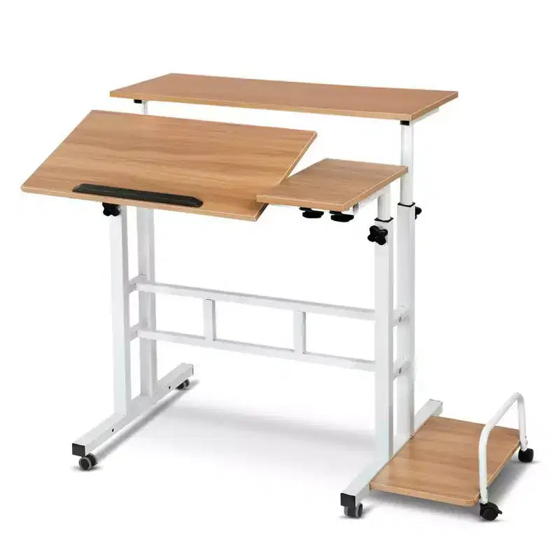 Scrivania con ruote regolabile in altezza, uso singolo, 80 cm