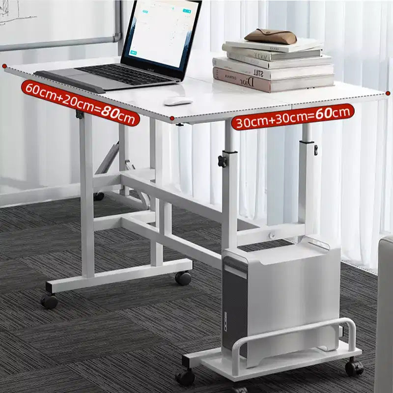 Scrivania con ruote regolabile in altezza, uso singolo, 80 cm