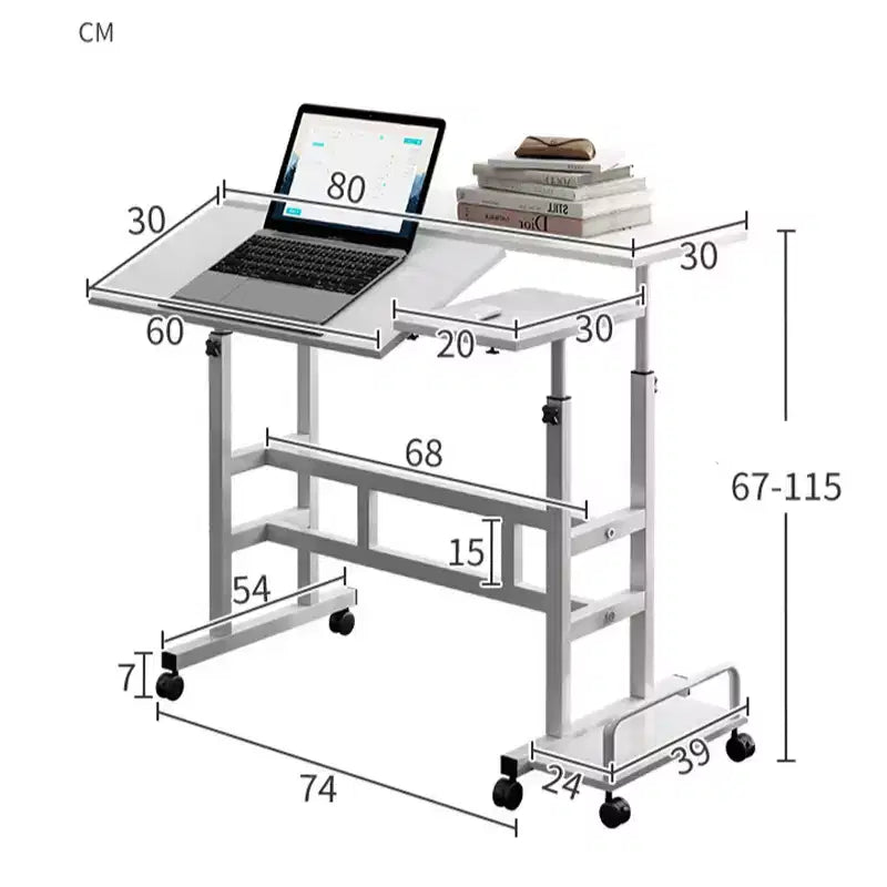 Scrivania con ruote regolabile in altezza, uso singolo, 80 cm