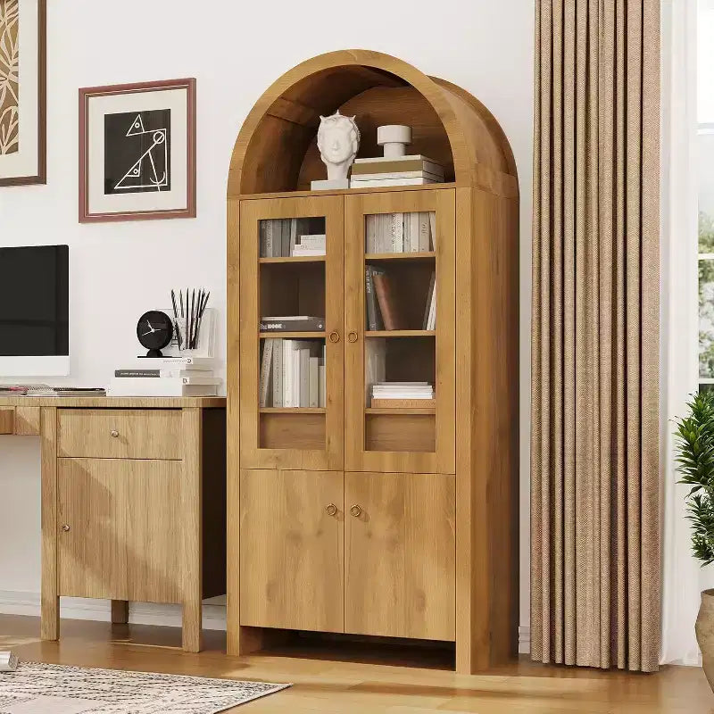 Mobile dispensa ad arco da 71" con cassetto e ripiani, Rovere naturale, Montaggio da 1 persona