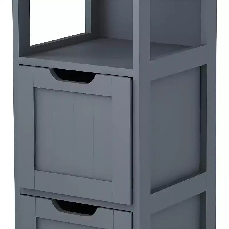 Armadietto pensile sottile con 3 ripiani e 2 cassetti, grigio blu/bianco, 11,8"L x 12"P x 57"H