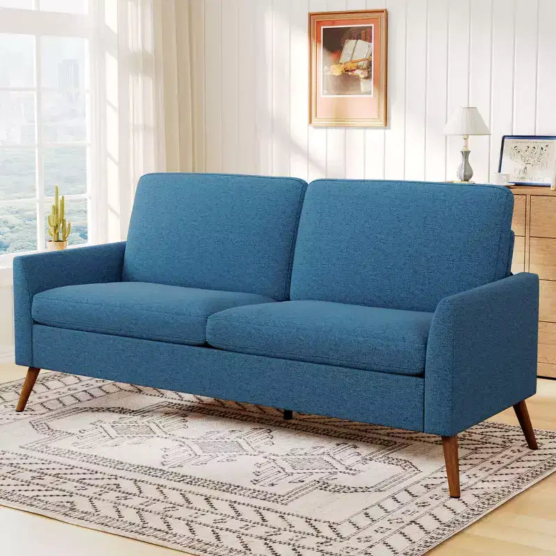 Divanetto a 2 Posti – Velluto a Coste e Lino, Verde / Bianco / Blu / Grigio