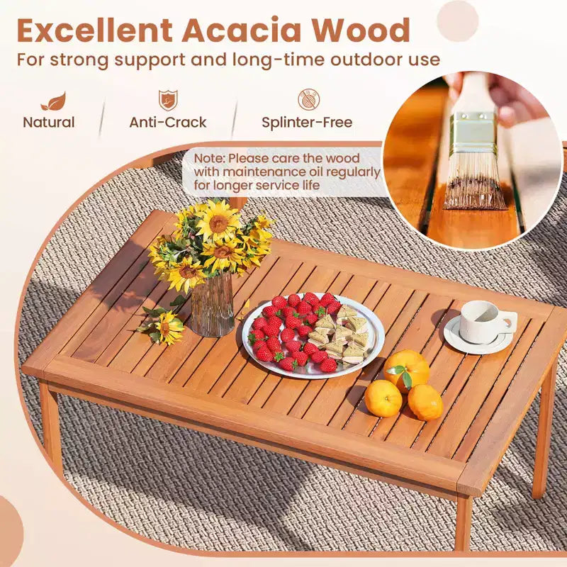 Set Costway 4/8 pz in Legno di Acacia con Divanetto e Poltrone Imbottiti