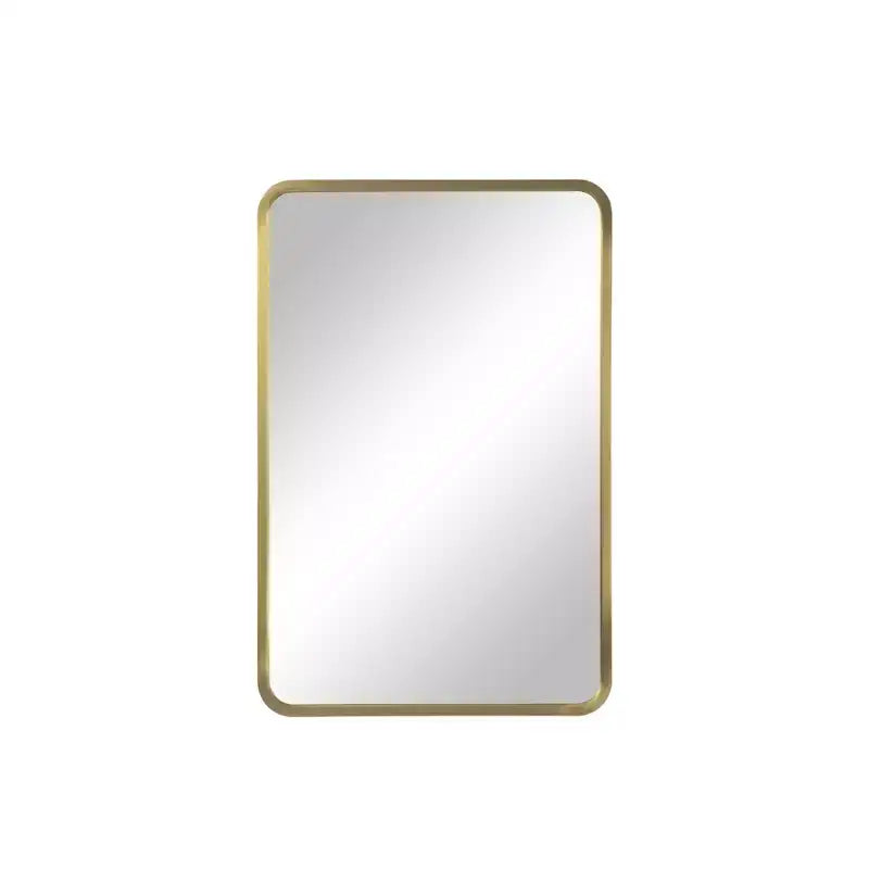 Pensile da bagno con specchio e cornice in metallo dorato, 1 anta, 3 ripiani