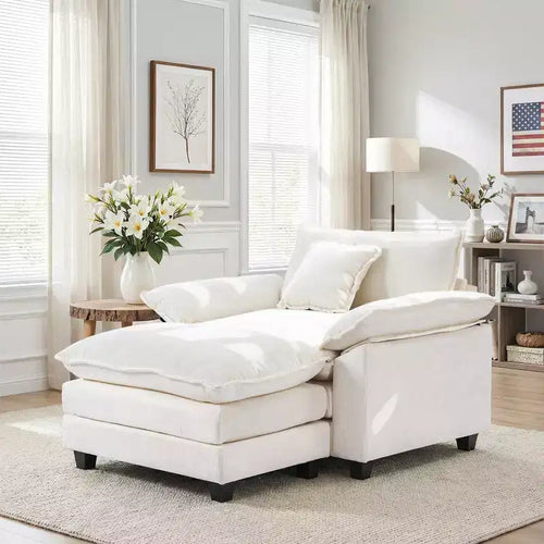 EHMKNP Oversized Chenille Accent Chair with Ottoman