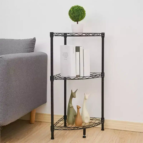 Acekool 3 Tier Corner Shelf, Rustic Black Storage Display Rack for Bedroom, Living Room, Office, Kitchen, 13.8x13.8x31.5