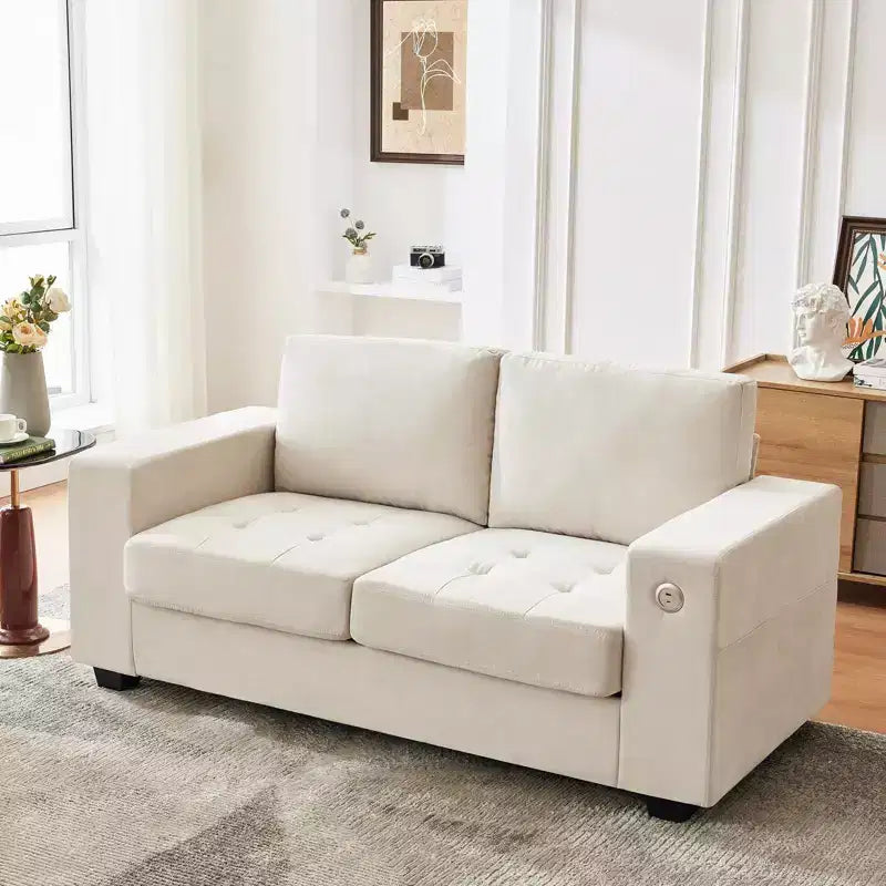 Divano in ciniglia grigio/bianco sporco di metà secolo, 2 posti, 180 cm