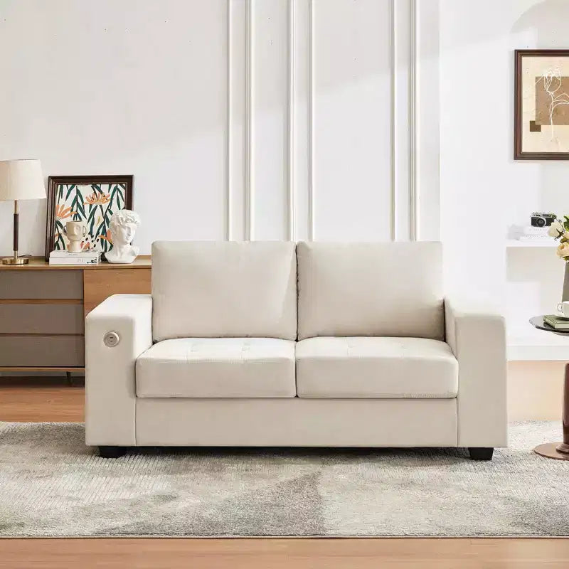 Divano in ciniglia grigio/bianco sporco di metà secolo, 2 posti, 180 cm