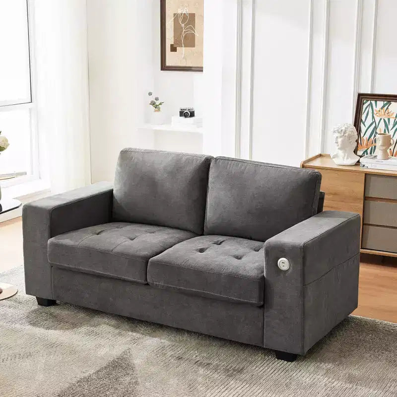 Divano in ciniglia grigio/bianco sporco di metà secolo, 2 posti, 180 cm