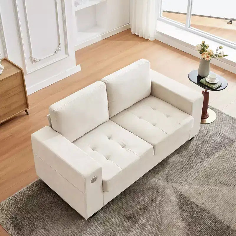 Divano in ciniglia grigio/bianco sporco di metà secolo, 2 posti, 180 cm
