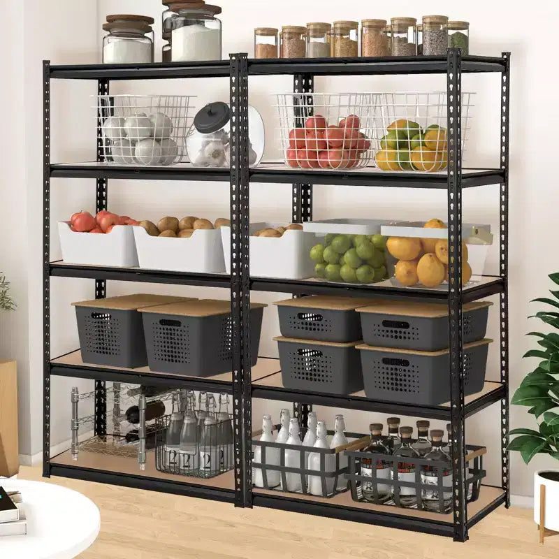 Scaffale in metallo a 5 ripiani nero opaco, 76,2 cm L x 30,5 cm P x 152,4 cm H