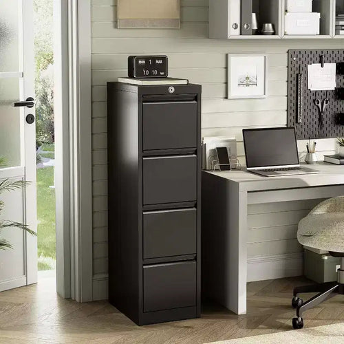 Acekool 4-Drawer Vertical File Cabinet with Lock, Metal Filing Cabinet for Home Office, A4/Letter/Legal Hanging Files
