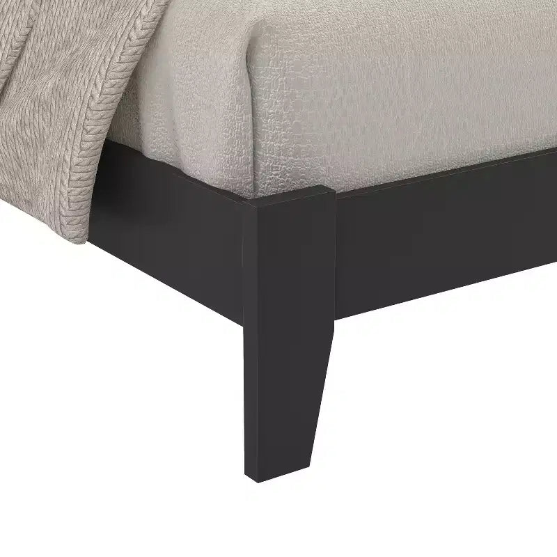 Letto a piattaforma Queen nero con testiera, 1 piazza