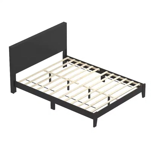 Letto a piattaforma Queen nero con testiera, 1 piazza