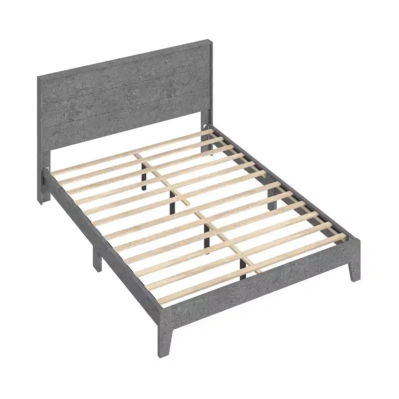 Letto matrimoniale Concrete Cool Grey con pannello e testiera, 2 posti letto