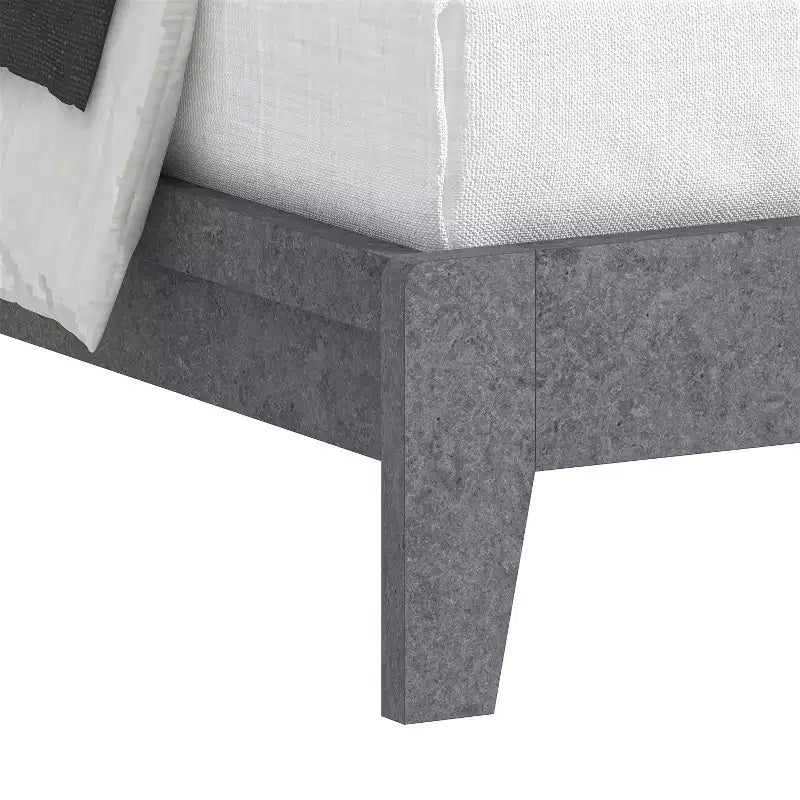 Letto matrimoniale Concrete Cool Grey con pannello e testiera, 2 posti letto