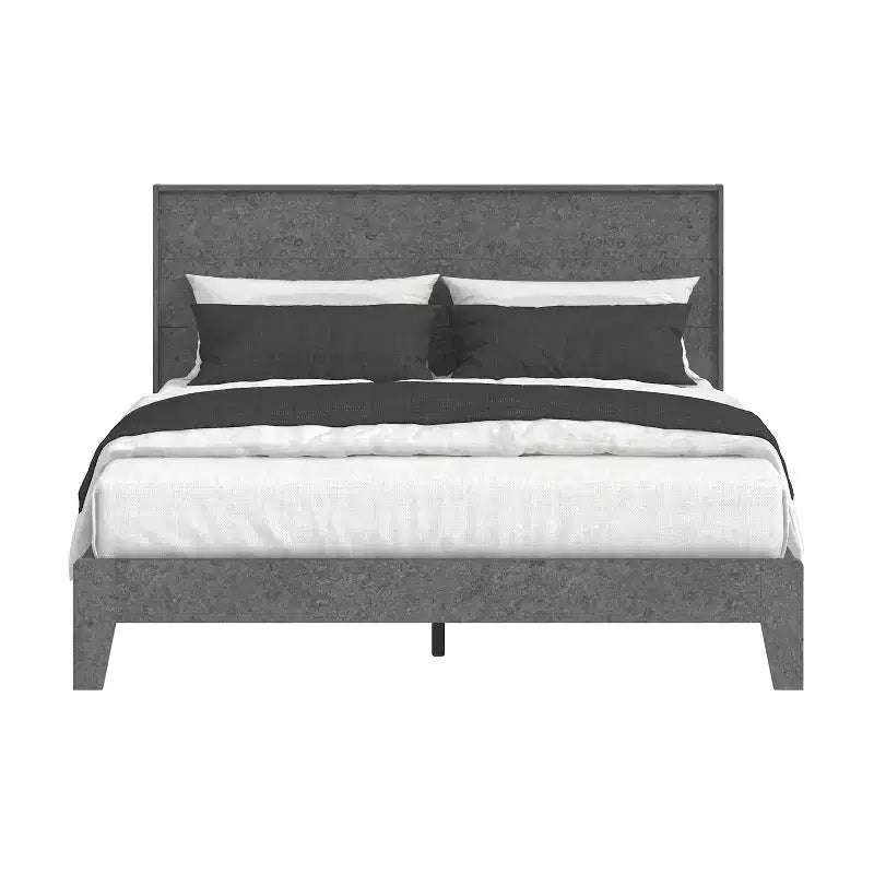 Letto matrimoniale Concrete Cool Grey con pannello e testiera, 2 posti letto