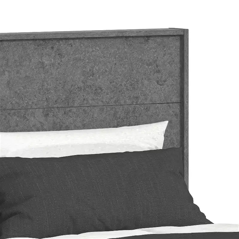 Letto matrimoniale Concrete Cool Grey con pannello e testiera, 2 posti letto