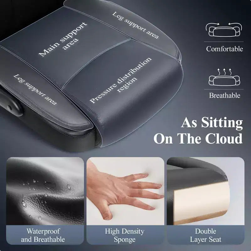 Sedia da ufficio ergonomica in pelle PU nera con supporto lombare, sedile singolo