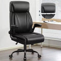 Sedia da ufficio ergonomica in pelle PU nera con supporto lombare, sedile singolo