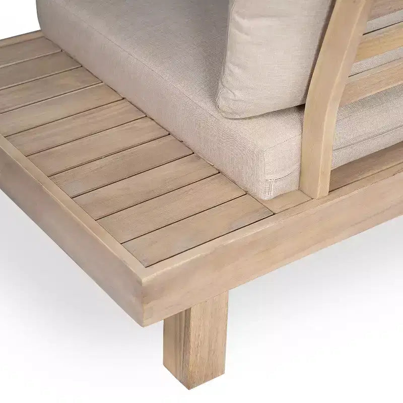Set divano componibile da esterno Christopher Knight Home Betty Rustic a 3 pezzi in legno di acacia con tavolini laterali integrati