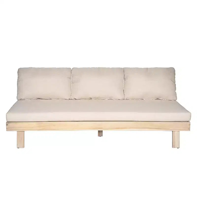 Set divano componibile da esterno Christopher Knight Home Betty Rustic a 3 pezzi in legno di acacia con tavolini laterali integrati