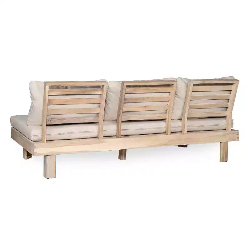 Set divano componibile da esterno Christopher Knight Home Betty Rustic a 3 pezzi in legno di acacia con tavolini laterali integrati