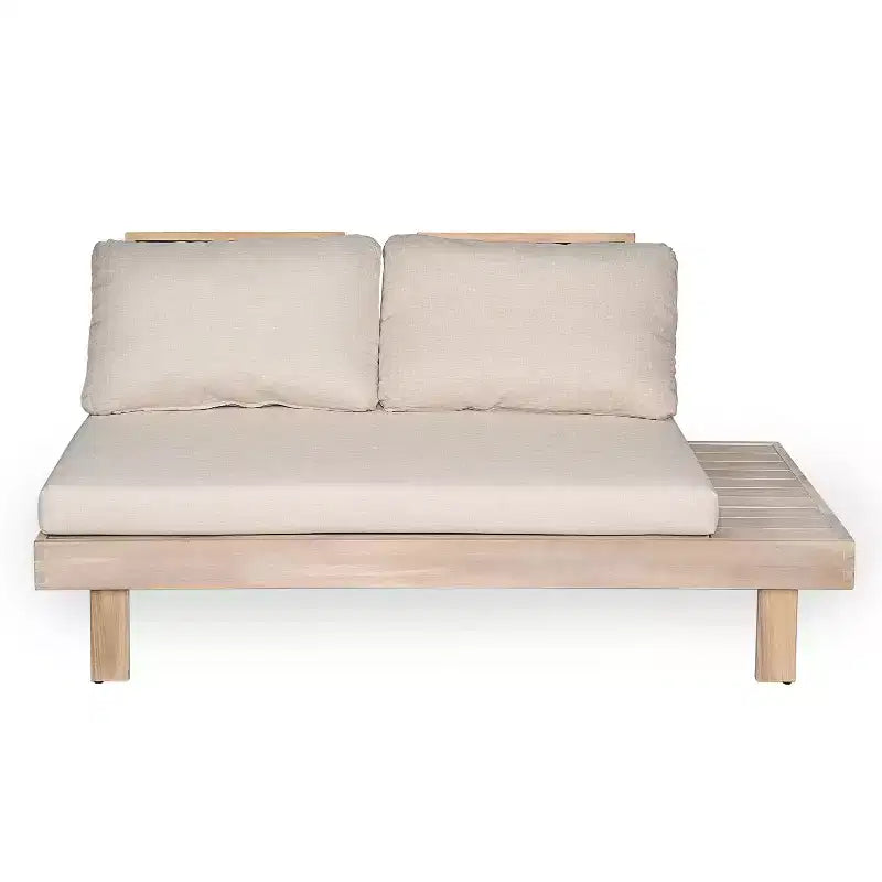 Set divano componibile da esterno Christopher Knight Home Betty Rustic a 3 pezzi in legno di acacia con tavolini laterali integrati