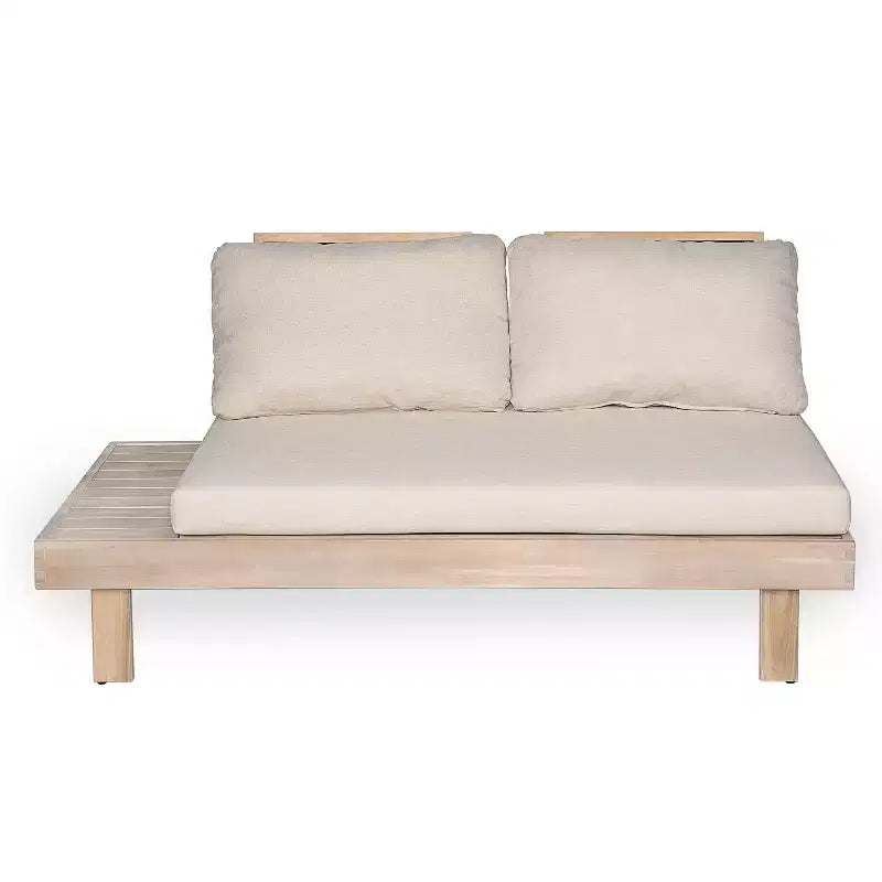Set divano componibile da esterno Christopher Knight Home Betty Rustic a 3 pezzi in legno di acacia con tavolini laterali integrati