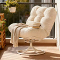 Poltrona reclinabile girevole beige, vimini rattan 360°, sedile singolo, per interni ed esterni