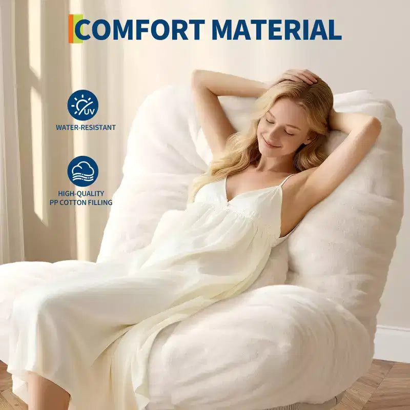 Poltrona reclinabile girevole beige, vimini rattan 360°, sedile singolo, per interni ed esterni