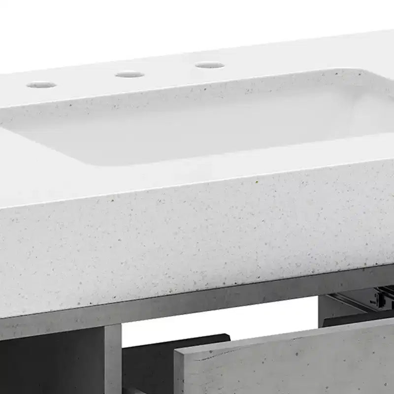 Mobile lavabo sospeso grigio da 100 cm con 2 ante e 2 cassetti, singolo