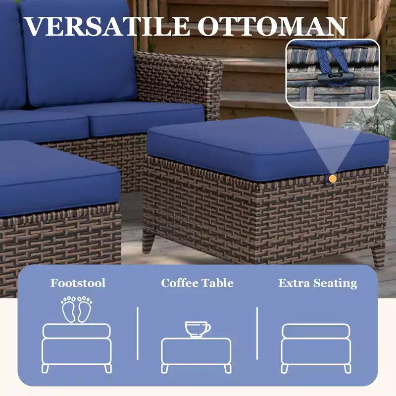 EAGLE PEAK Ocean Vista Set 6 Pezzi da Conversazione per Patio in Vimini Marrone Variato, Sedie da Pranzo, Divanetto