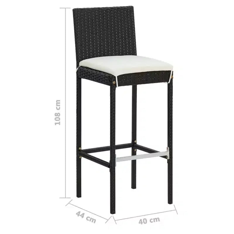 vidaXL Set Mobili da Bar da Giardino Tavolo e Sgabelli con Cuscini - 5 Pezzi Nero