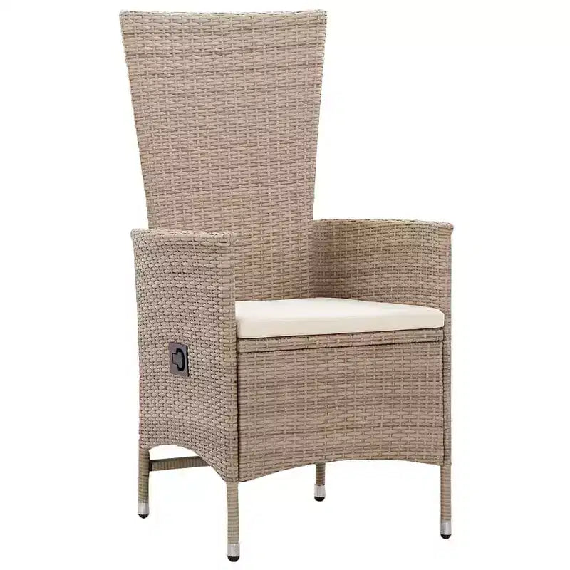 vidaXL Set da pranzo beige in legno massello di acacia, rattan PE, cuscini in poliestere