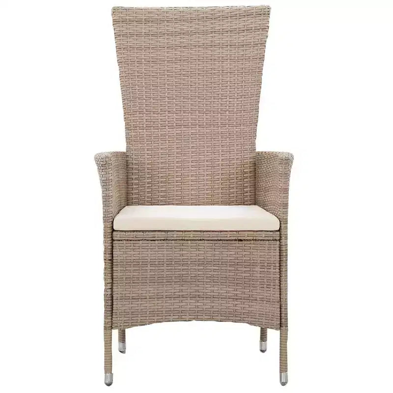 vidaXL Set da pranzo beige in legno massello di acacia, rattan PE, cuscini in poliestere