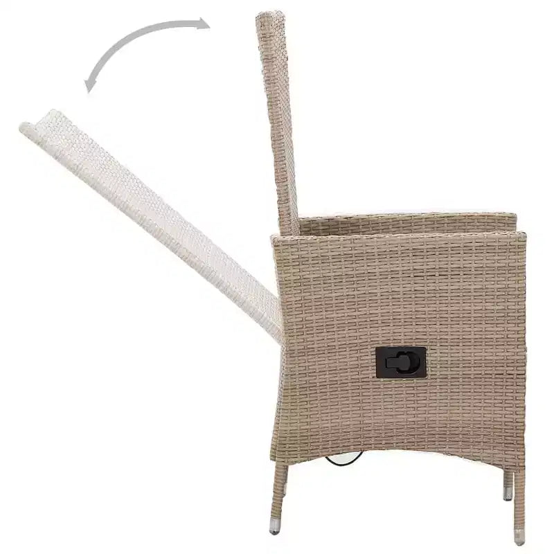 vidaXL Set da pranzo beige in legno massello di acacia, rattan PE, cuscini in poliestere