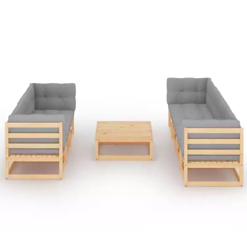 vidaXL Set salotto da giardino 8 pz con cuscini, legno massello di pino - Naturale Con cuscini