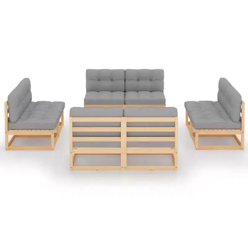 vidaXL Set divani da giardino legno naturale in legno massello di pino 8 pz Modulare