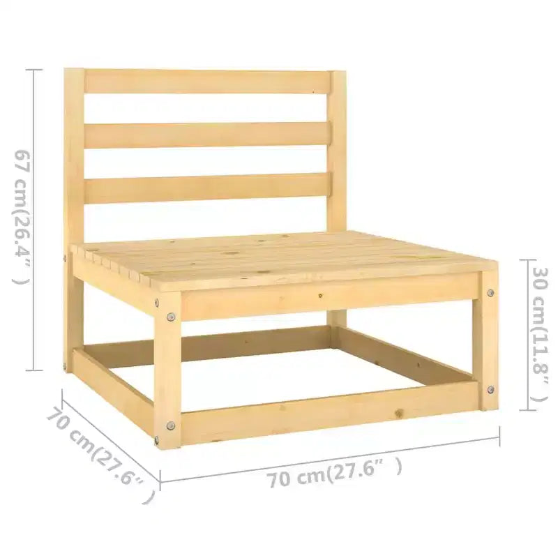 vidaXL Set divani da giardino legno naturale in legno massello di pino 8 pz Modulare